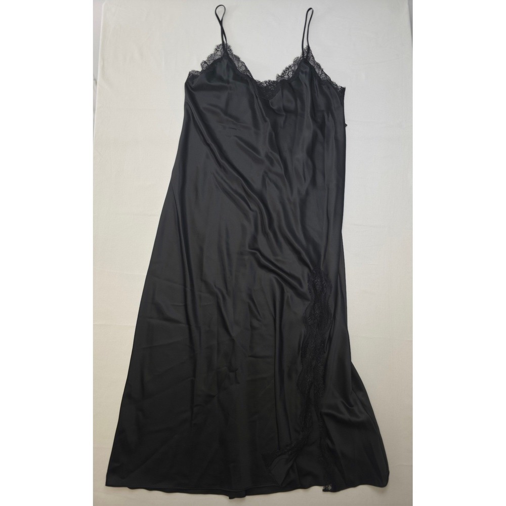 INC International Concepts Women Nightgown 2XL Black Satin Lace Slip Dress NWT - Picture 2 of 6